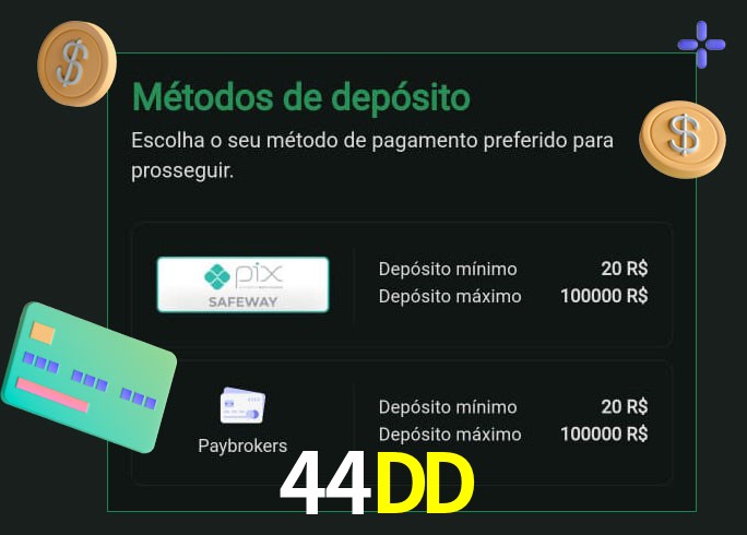 O cassino 44DD oferece uma grande variedade de métodos de pagamento